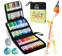 Ohuhu Acrylic Markers Ink Refillable, 36 Colours High Opacity Waterproof Lightfast Acrylic Pens for Rock Painting Easter Eggs Wood Glass Ceramic Canvas - Hanauma