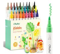 Ohuhu Acrylic Paint Markers 30 Colours: Bullet Tip Paint Pens High Opacity Acrylic Markers Waterproof Lightfast for Rock Painting Easter Eggs Wood Glass Ceramic Canvas