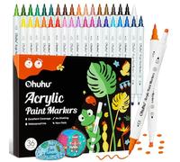 Ohuhu Acrylic Paint Pens, 36 Colours Dual Tips (Fine & Dot) Paint Pens Waterproof Lightfast High Opacity Acrylic Markers for Rock Painting Easter Eggs Wood Glass Ceramic Canvas