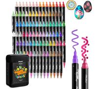 Ohuhu Acrylic Paint Pens 90 Colors: Dual Tips (Round & Fine)