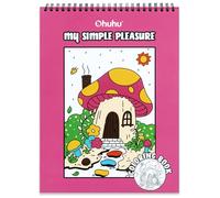 Ohuhu Adult Colouring Book with Double-Sided Bleedproof Paper - 40 Pages Mindfulness Anti-Stress Designs for Relaxation | Spiral Bound Art Therapy Gift for Women & Men, My Simple Pleasure