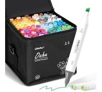 Ohuhu Alcohol Markers 100 Chisel & Fine Art Set for Drawing Sketching | Dual Tips Easy Blending & No Smudging Quick-Dry for Illustration Calligraphy Anime Manga Highlighting Underlining - Oahu