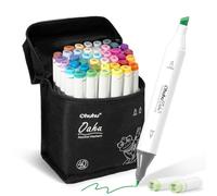 Ohuhu Alcohol Markers - Double Tipped Art Marker Set for Artists Adults Coloring Illustration - Refillable Ink - 40 Colors - Chisel & Fine Dual Tips - Oahu