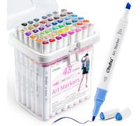 Ohuhu Alcohol Markers, 48 Colouring Pens Art Pens Markers Set for Architectural Design Double Tipped Chisel & Bullet Alcohol-Based Art Marker for Artists Drawing Sketching Anime and Manga
