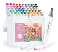 Ohuhu Alcohol Markers, 60 +1 Colours Brush & Slim Broad Dual Tips Seamless Blending Refillable Ink Permanent Art Markers for Artists Adults Colouring Calligraphy Drawing Illustration - Kaala B Serie