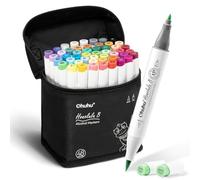 Ohuhu Alcohol Markers Brush and Fine Tip - 48-Color Alcohol-based Art Sketch Marker Set for Artist Adults Coloring Illustration Honolulu B - Refillable - AP Certificated