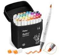 Ohuhu Alcohol Markers Brush Tip & Soft Chisel, 48+1 Colours Dual Tips Seamless Blending Ink Refillable Drawing Markers for Artists Colouring Illustrations Sketching - Honolulu S - AP Certificated
