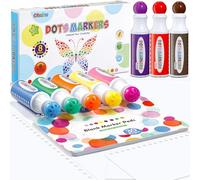 Ohuhu Bingo Pens and Dabbers, 8 Colours 40 ml/each Easy-Grip Washable Non-Toxic Bold Dot Markers with a Blank Marker Pad, Water-Based Ink for earning and Playing