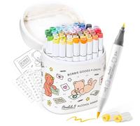 Ohuhu × Bobbie Goods Alcohol Markers, 48 Colours Brush & Fine Dual Tips Seamless Blending Ink Refillable Art Marker Set for Artists for Bobbie Goods Colouring Books Drawing Sketching Illustration