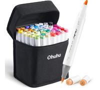 Ohuhu Brush Marker Pens 48 Colours, Dual Tip Brush & Chisel Sketch Art Pens for