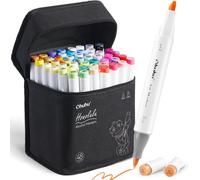 Ohuhu Brush Marker Pens 48 Colours, Dual Tip Brush & Chisel Sketch Art Pens for