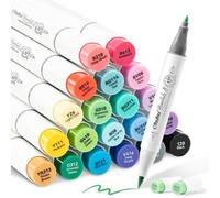 Ohuhu Brush Marker Pens, Dual Colouring Markers Brush & Fine Double Tipped Art Markers Pens for Adults Coloring Illustrations, Alcohol-based Ink with 1 Blender Honolulu B Series
