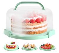 Ohuhu Cake Carrier with Handle, Portable Round Cake Box for 10 Inch Cake, Cake Storage Container with Cover Two Sided Base for Pies Nuts Fruit, Safe Storage & Transport, Great Gift Choice