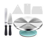Ohuhu Cake Turntable, 12 Inch Aluminium Alloy Cake Spinner Turntable, Rotating Cake Stand with 2 Icing Spatula and 3 Comb Icing Smoother for Cake Decoration, Baking Gifts