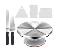 Ohuhu Cake Turntable, 12 Inch Cake Spinner Turntable, Aluminium Alloy Cake Decorating Turntable with 2 Icing Spatula and 3 Comb Icing Smoother for Baking Cake Decoration, Gift for Christmas