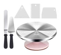 Ohuhu Cake Turntable, 12 Inch Cake Spinner Turntable, Aluminium Alloy Cake Decorating Turntable with 2 Icing Spatula and 3 Comb Icing Smoother for Baking Cake Decoration, Gift for Baking Enthusiast