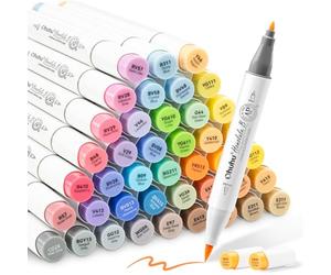 Ohuhu Coloring Pens, 48 Coloured Graffiti Markers Double Tip (Brush & Fine Tip) Alcohol Marker Pens for Artist Art Markers for Adult Colouring Illustration for Christmas