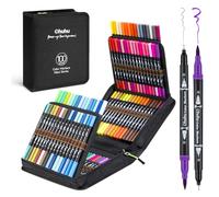 Ohuhu Colouring Pens 100 Colours, Dual Tip Brush Pens Felt Tip Pens Art Markers with Fineliner for Adults Colouring Book Drawing Calligraphy Sketching Journal, Maui - Carrying Bag