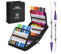 Ohuhu Colouring Pens 100 Colours, Dual Tip Brush Pens Felt Tip Pens, Art Markers with Fineliner for Adults Colouring Book Drawing Calligraphy Sketching Journal, Maui - Carrying Bag