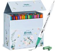 Ohuhu Colouring Pens, 120 Dual Tip Brush Fineliner Art Markers Felt Tip Pens Set with Case, for Adults Colouring Books Drawing Calligraphy Journal Sketching, Maui Series