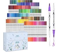 Ohuhu Colouring Pens: 160 Colours Colouring Markers with Dual Tips Fine & Brush Pens Water-Based Art Markers for Adults Drawing Sketching Journal - Maui - White Package
