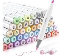 Ohuhu Colouring Pens 48 Pastel Colours Permanent Marker Pens Dual Tip Brush & Chisel Sketch Marker for Artist, Students, Brush Markers for Coloring Calligraphy Drawing (Sweetness)