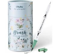 Ohuhu Colouring Pens, 60 Dual Tip Brush Pens Felt 1 count (Pack of 60)