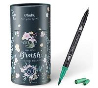 Ohuhu Colouring Pens, 60 Dual Tip Brush Pens Felt Tip Pens Art Markers with Fineliner for Adults Colouring Book Drawing Calligraphy Sketching Journal, Art Gift, Maui - Black