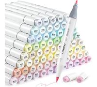 Ohuhu Colouring Pens, 96 Pastel Colours Permanent Marker Pens Dual Tip Brush & Fine Sketch Alcohol Marker for Artist, Students, Brush Markers for Coloring Calligraphy Drawing