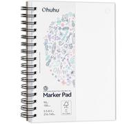 Ohuhu Compact Sketchbook - Double-Sided Bleedproof, 5.5"×8.5" (A5 Size) - 150GSM Smooth Paper, 30 Sheets(60 Pages), Spiral Bound for Alcohol Markers & Travel Art