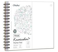 Ohuhu Double-Sided Bleedproof Marker Pad - 8.3"x8.3" Square Paper Size - 160 lb/280 GSM Heavyweight Smooth Drawing Paper - 50 Sheets/100 Pages - Spiral-Bound Sketchbook for Alcohol Markers