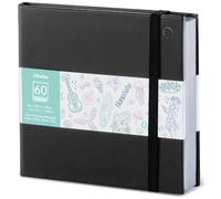 Ohuhu Double-Sided Bleedproof Sketchbook - 120 Pages (60 Sheets) 150GSM No Bleed-Through Paper for Alcohol Markers, 16x16cm (6.3x6.3) Square, PU Leather Hardcover Art Journal for Ink & Watercolour