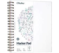 Ohuhu Double-Sided Marker Pads Art Sketchbook Bleedproof - 5.5"x8.5" Small Paper Size - 90 lb/150 gsm Smooth Drawing Paper - 60 Sheets/120 Pages, Spiral Bound Sketching Book for Alcohol Markers Paints