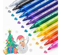 Ohuhu Glitter Pens 12 Colours, 3mm Medium Tip Metallic Shimmer Marker Water-based Ink for DIY Crafts Greeting Birthday Cards Making Poster Album Scrapbook Mugs Wood