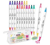 Ohuhu Highlighters 16 Pack, 32 Colours Dual Tips Highlighter Pens Assorted Colours Pastel Markers, Water-Based Textmarker Chisel & Fine, for Journaling Office School Supplies Note Taking