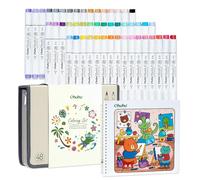 Ohuhu Honolulu B 48 Colours Alcohol Markers with Colouring Book, AP Certified Brush & Fine Dual Tip Refillable Art Markers for Adult Colouring, Illustration, Stress Relieving Gift for Artists