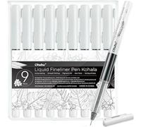 Ohuhu Liquid Fineliner Drawing Pens, Micro Pens Black Ink Pigment- 9 Assorted Point Sizes No Bleed Smooth Writing Fineliner Pens for Drawing Writing Sketching Journaling Artists Beginners