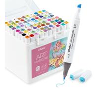 Ohuhu Markers, 80 Colours Double Tipped(Chisel & Fine) Alcohol Markers + 1 Colourless Blender - Art Colouring Pens for Adults Artists Beginners Painting Sketching Illustration - Manoa Series