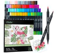 Ohuhu Markers 80 Colours with 72 Pages Colouring Books - Dual Tip Markers for Adults Colouring Books - Art Marker Set Bundles with 100% Bleed-Proof Coloring Pages - Fineliner & Brush