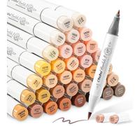 Ohuhu Skin-Tone Colours Markers, Brush & Fine Sketch Art Marker Alcohol-Based Brush Pens for Student and Adults' Coloring Illustration Skintone and Hair Shades Marker Set, Honolulu Series