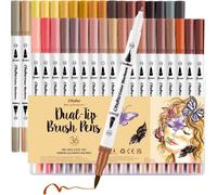 Ohuhu Skin Tone Markers 36 Colors: Dual Tip Brush and Fineliner Markers for Adult Coloring Water Based Art Skintone Marker Pens Set for Portrait Drawing Lettering Writing Calligraphy Journaling - Maui