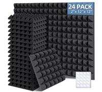 Ohuhu Sound Proofing Panels 24 Pack, 2"x12"x12" Acoustic Foam Panels Pyramid with Double Sided Tape, Fire Retardant High Density Eco-friendly Acoustic Wall Panels for Studio Office Home