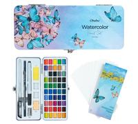 Ohuhu Watercolour Travel Paint Set, 50 Colours Portable Watercolour Art Supplies with Paints, Papers, Brush Pen, Acrylic Pen, Pencil and Accessories, Non-toxic for Artists Adults Beginners Gift Idea
