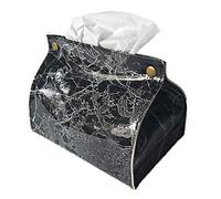Ohulelks Marble Pattern Tissue Box Pu Leather Home Car Napkin Paper Container Paper Towel Napkin Case Pouch Home Decor-Black