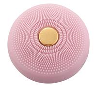 Ohulelks Pink Silicone Face Cleanser Massager Handheld Brush Deep Cleansing Rechargeable Vibration Beauty Device LED Light Skin Care