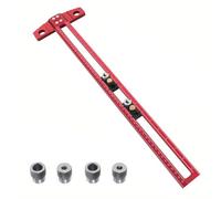 Ohulelks Woodworking 2-in-1 Drilling Positioning Scoring Ruler Scriber T Square Dowelling Jig with 6/8/10mm Drill Sleeve 50cm