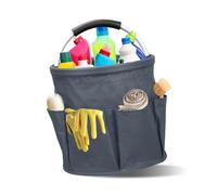 OHVBAEON Cleaning Caddy Organiser,Foldable Storage Box with Handle Oxford Fabric Storage Hamper Multi Pocket Cleaning Caddy Bag,Easy To Carry Multifunctional Organiser for Picnic Bath Cleaning(Grey)