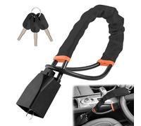 OHVBAEON Steering Wheel Lock,Car Steering Wheel to Seat Belt Locks,Heavy Duty Universal Steering Locks High Visibility Car Lock Anti-Theft Device,3Keys (Black)