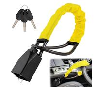 OHVBAEON Steering Wheel Lock,Car Steering Wheel to Seat Belt Locks,Heavy Duty Universal Steering Locks High Visibility Car Lock Anti-Theft Device,3Keys (Yellow)