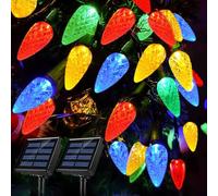 Ohwewant 2 Pack Solar Christmas Lights Outdoor, 50 LED C6 Strawberry String Lights, 8 Modes Waterproof Xmas Decorations for Garden, Patio, Yard - Holiday Decorations Outdoor, Multicolor